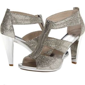 Michael Kors Silver glitter platform heels size 8